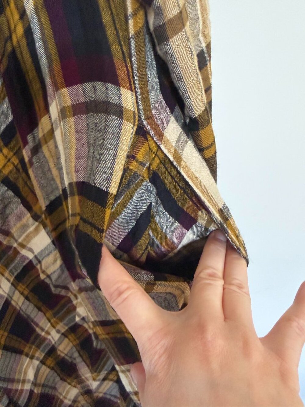 Natural Life Plaid Long Sleeve Shirt Maxi Dress Boho Chic Whimsigoth Brown - XL - Picture 10 of 10